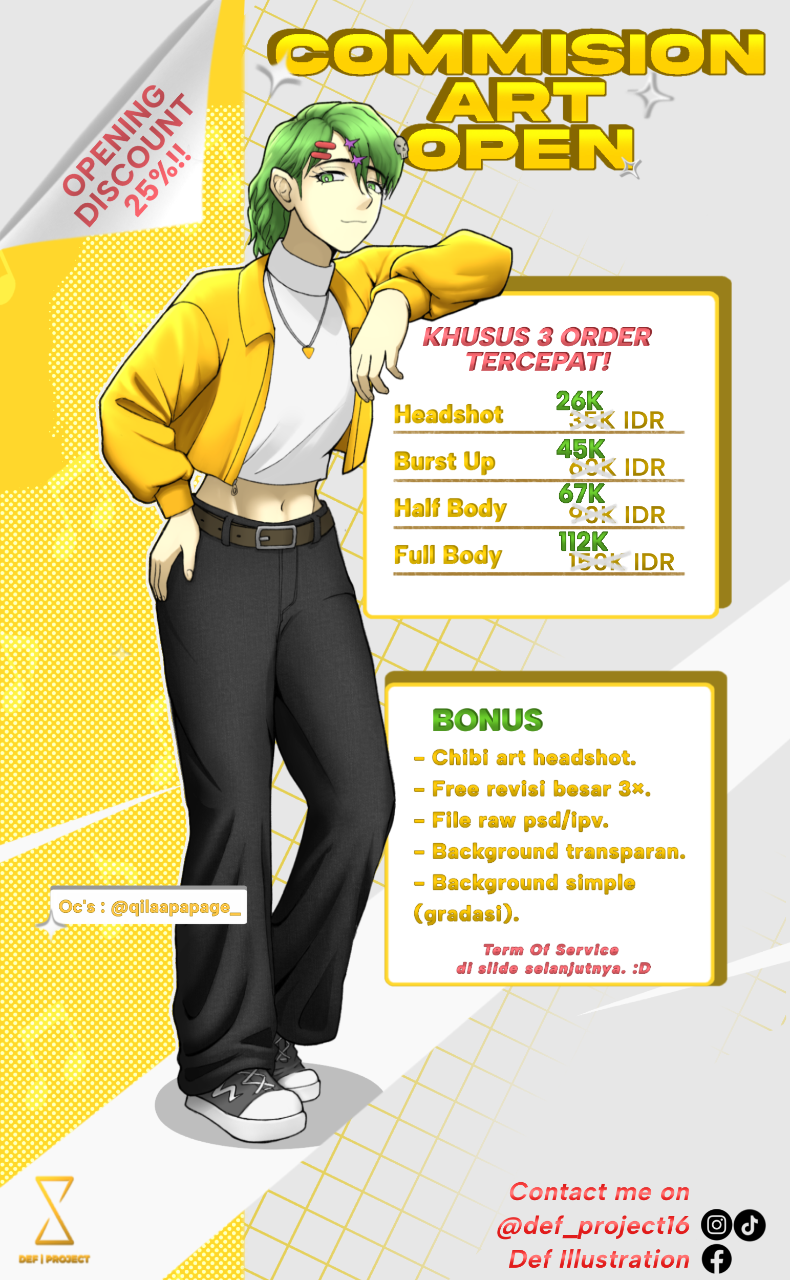 Jasa gambar illustrasi full body karakter Manhwa/Webtoon/Anime style