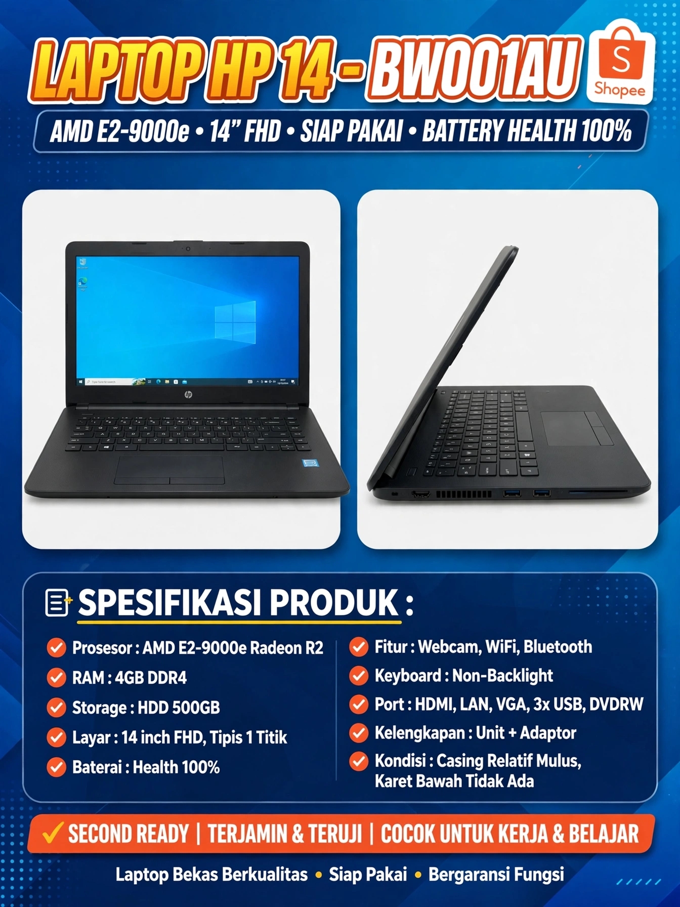 Laptop hp 14bw amd radeon