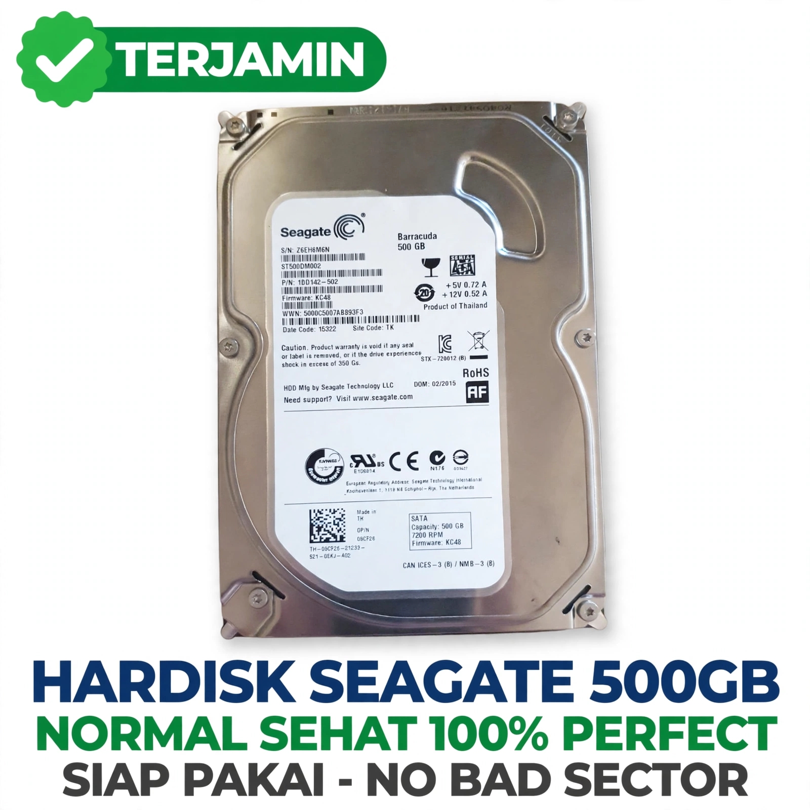 Hdd pc 500gb normal sehat 100 persen